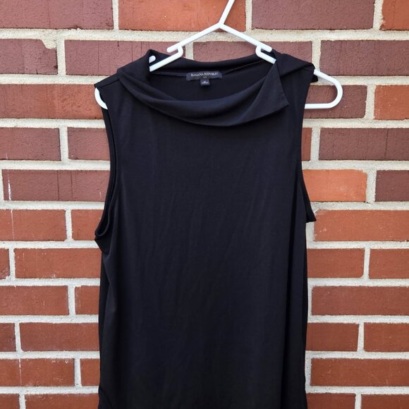 Banana Republic Black Sleeveless Top with Asymmetrical Collar - Size M - Picture 2 of 4